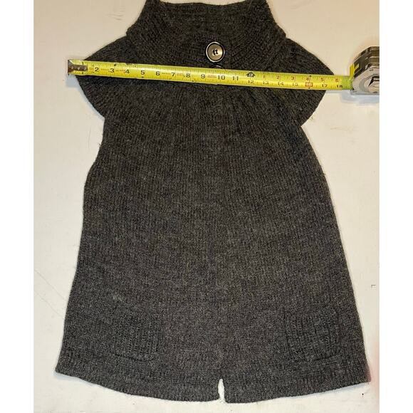 Max Mara Wool Sleeveless Knit Tunic Vest Gray Funnel Neck Quiet Luxury Sz S/M - Picture 4 of 11